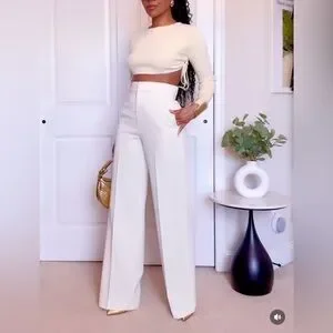 Zara | Pants & Jumpsuits | Zara Ecru Off White High Waist
